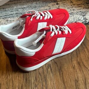 Steve Madden Vibrant Red and White Sneakers NWT